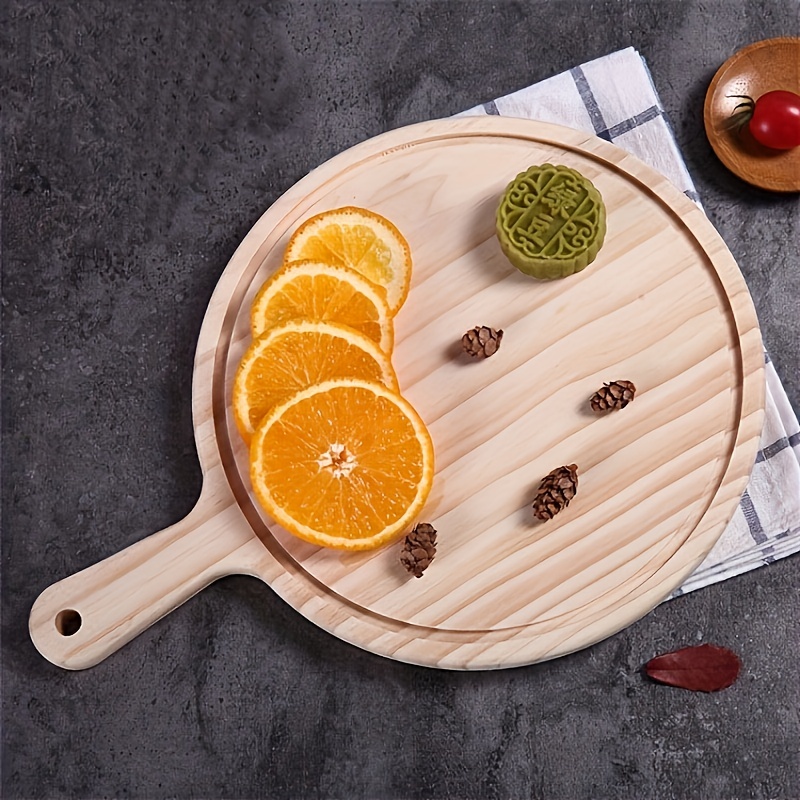 Cake Dessert Serving Plate, Wood Pizza Paddle Cutting Board Small Chopping  Board With Handle Round Cheese Paddle Board Charcuterie Serving Tray For  Meat Cheese Bread Vegetables Fruits - Temu