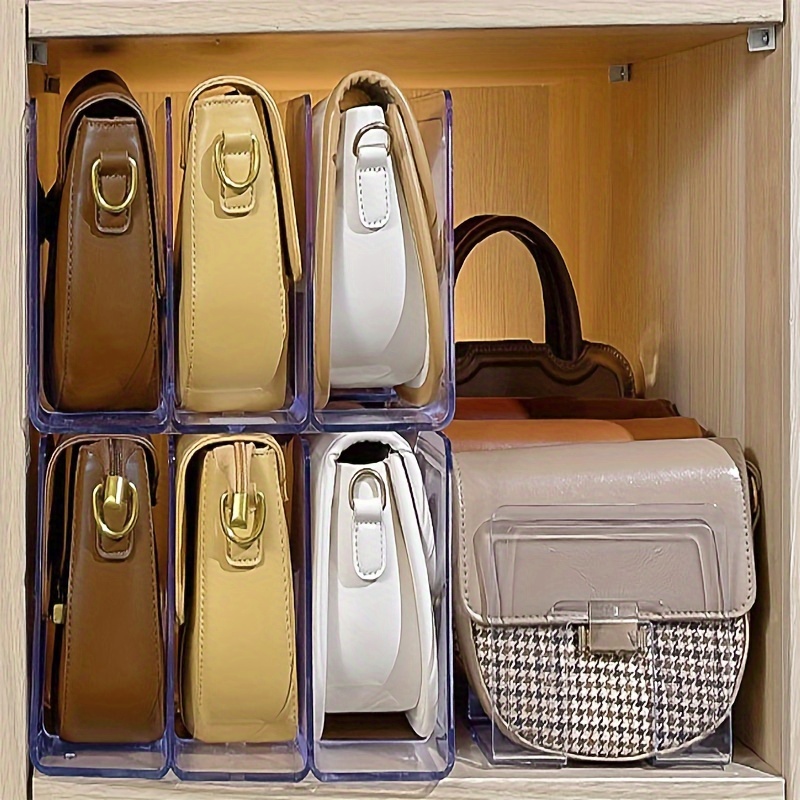 Organizador de bolso para armario con 10 divisores, separadores de estantes  transparentes de acrílico ajustables para bolso, bolsillo, cartera