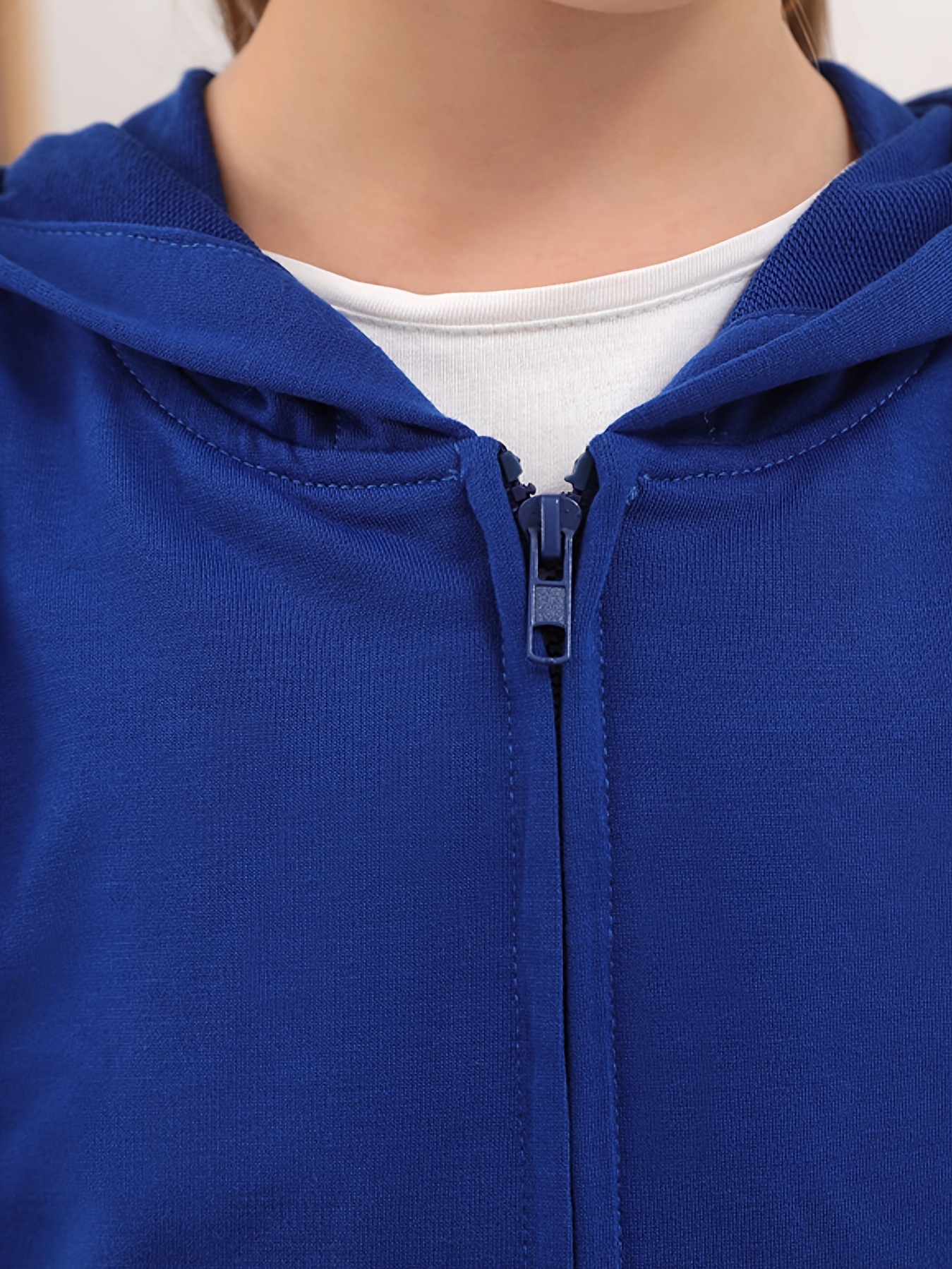  Plain Royal Blue Hooded Sweatshirt for Women