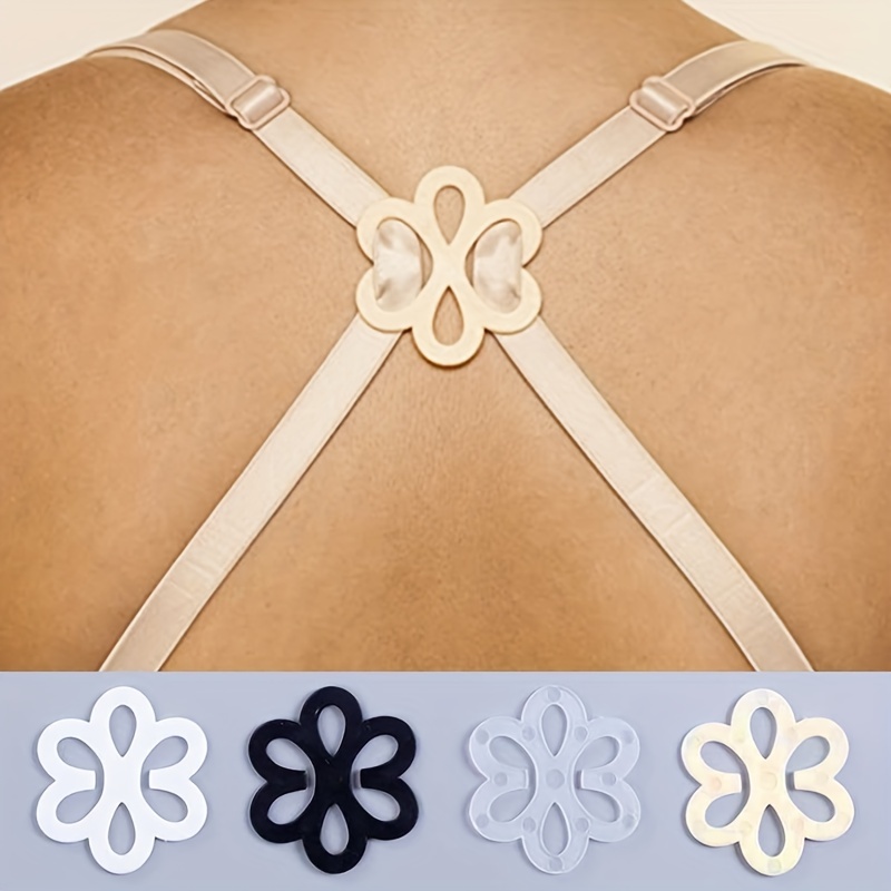 Razor Clips Bra Strap Clips - Racer Back - Conceal Straps - Cleavage Control (Black, Beige, White, Clear), Women's