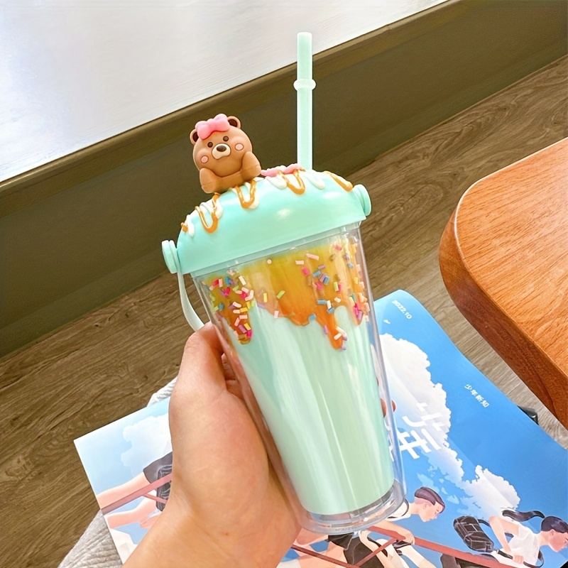 Cute Straw Cup Children's Cartoon Water Cup Kindergarten - Temu