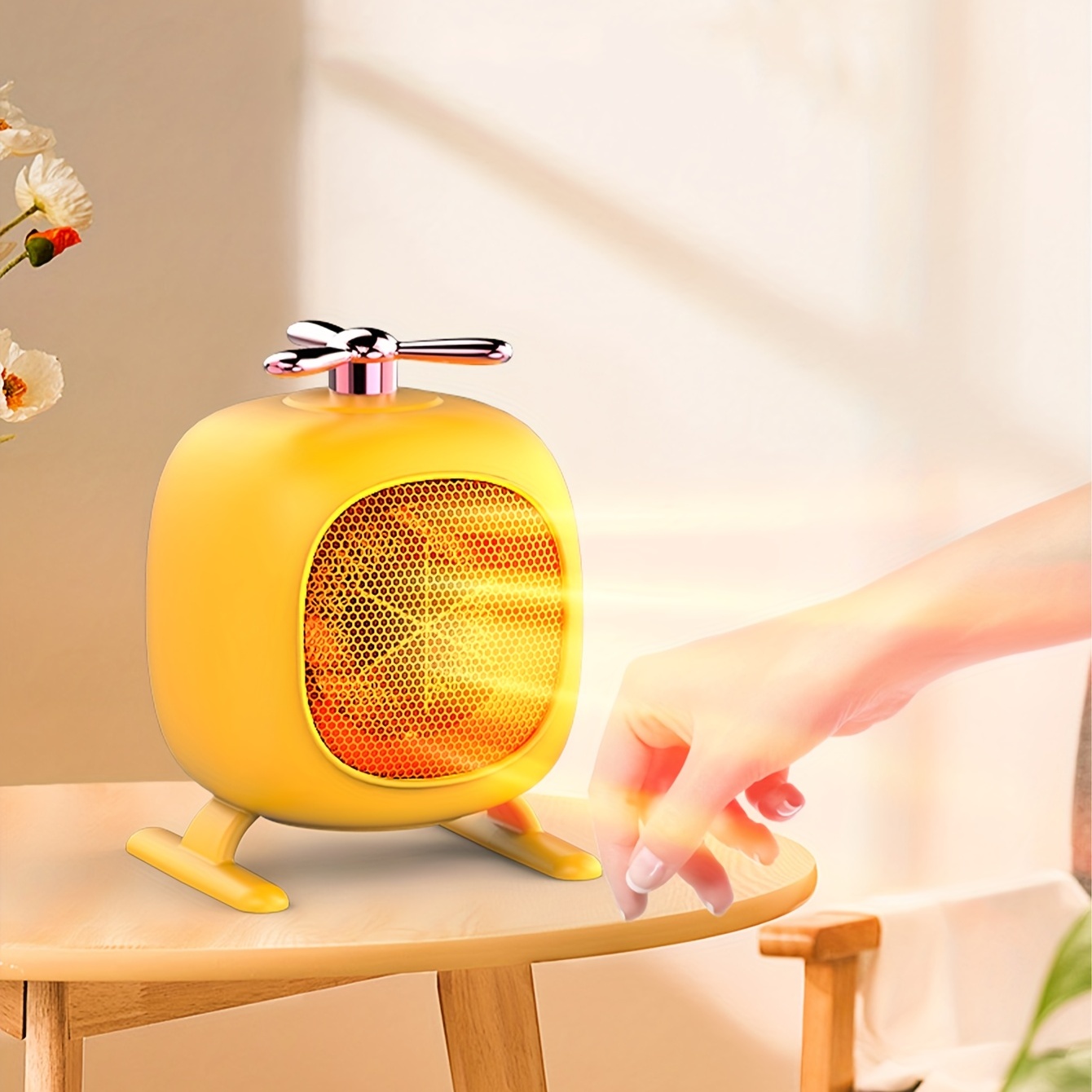 Cute Small Heater Yellow Desktop Air Heater Home Desktop Mini Small Heat Heater  Heater Winter Hand Warmer Student Dormitory Small Sun Cute Small Appliance  Easter Christmas Halloween Thanksgiving Gift Back To School