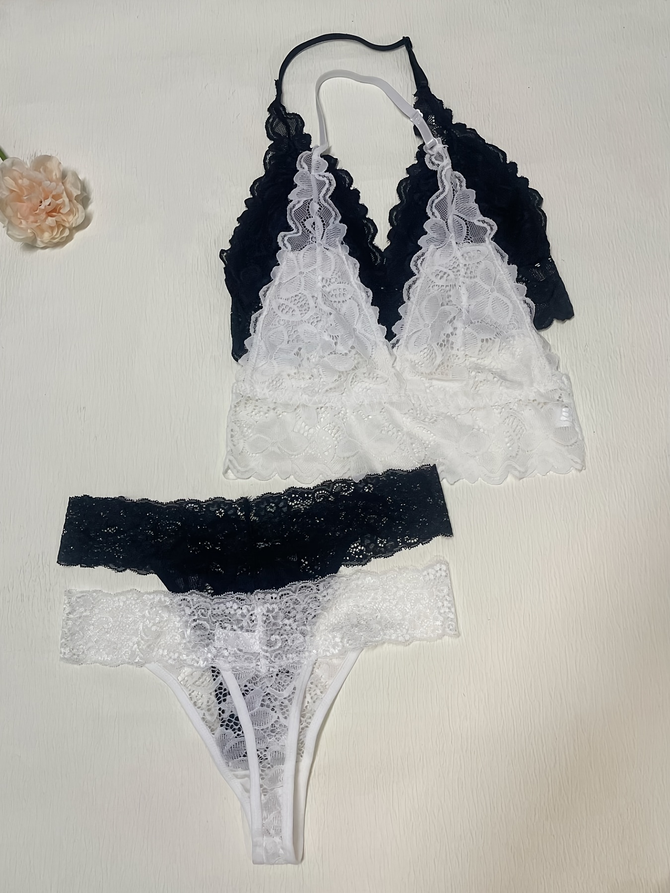 Sexy Bra and Panty Sets,Embroidered Lace Floral Lingerie for