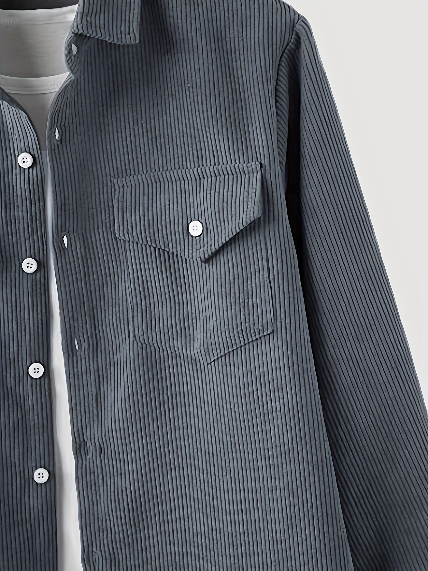 Thin Material Men's Casual Long Sleeve Corduroy Button Long - Temu Canada