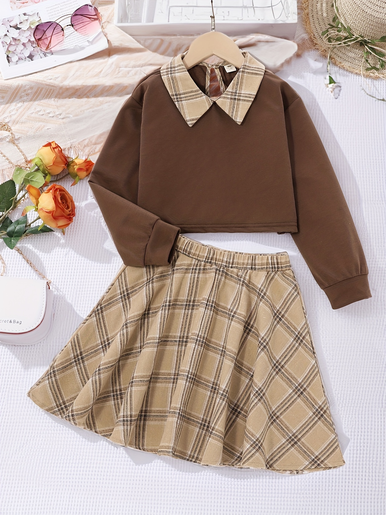 Autumn Spring Fashion Plaid Jackets And Skirts Outfits Suits For Girls 2  Piece Clothing Sets Kid Children School Uniform Clothes - AliExpress