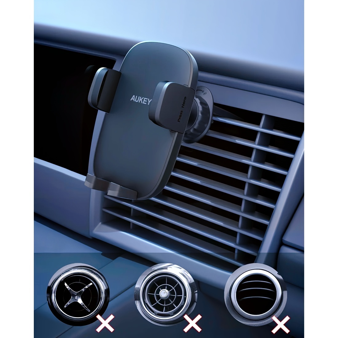 AUKEY Clip de ventilation amélioré support téléphone voiture pour