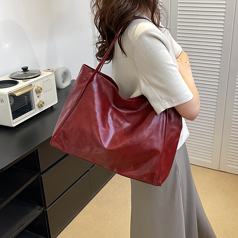Women's Solid Color Large Capacity Shoulder Bag