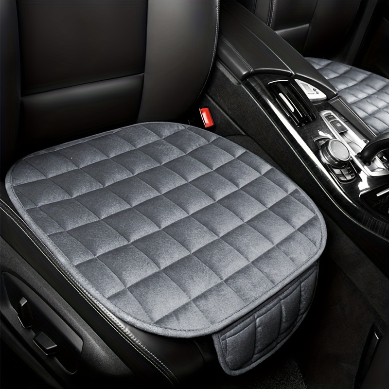 1pc Soft Short Plush Car Seat Cushion With Anti-slip Rubber Bottom