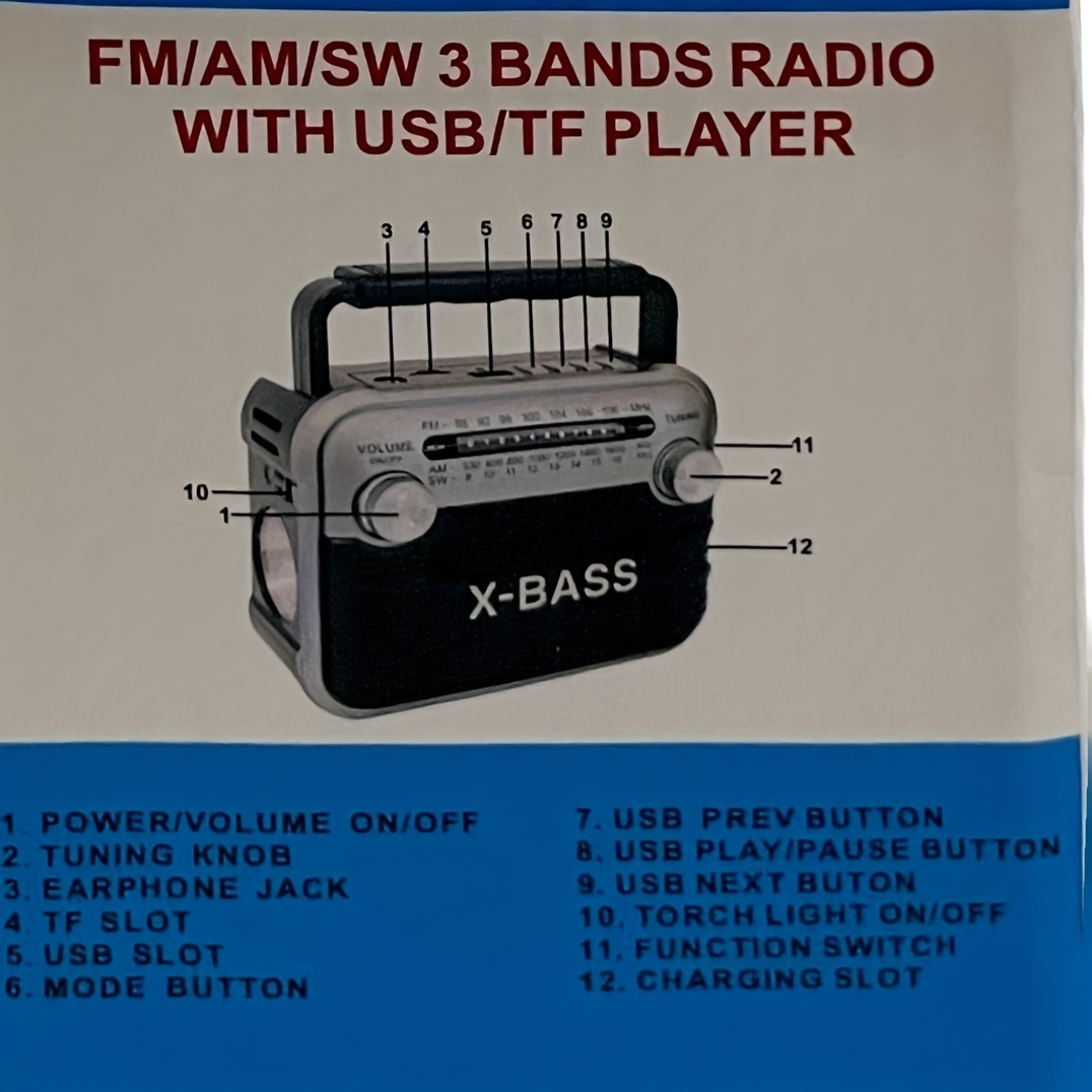 125bt Radio Fm Portatile Output 3w Riproduzione Fm/am/sw1 - Temu