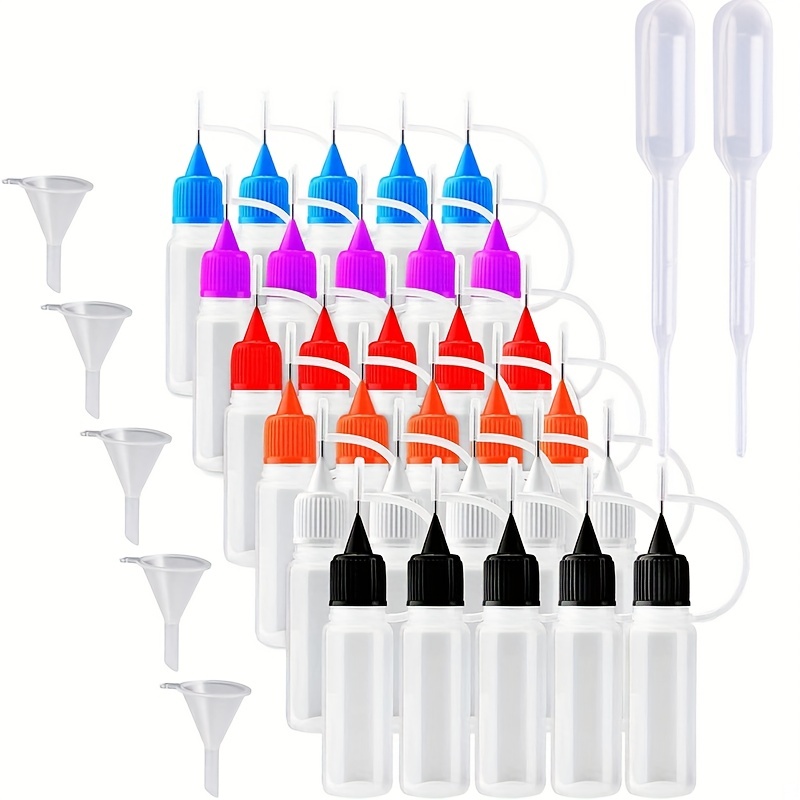 12 Pcs Precision Tip Applicator Bottles 20 ml Needle Fine Tip Squeeze Glue  Applicator Bottle with 5 Pcs Mini Funnel 15 Pcs Pin for Alcohol Ink DIY