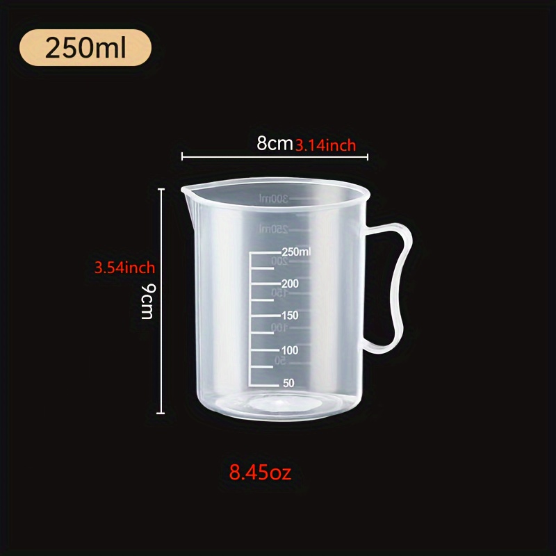  Small Plastic Measuring Cup, Stackable Clear Measuring Jug  Graduated Liquid Cup for Cooking, Baking,Lab(250ML): Home & Kitchen
