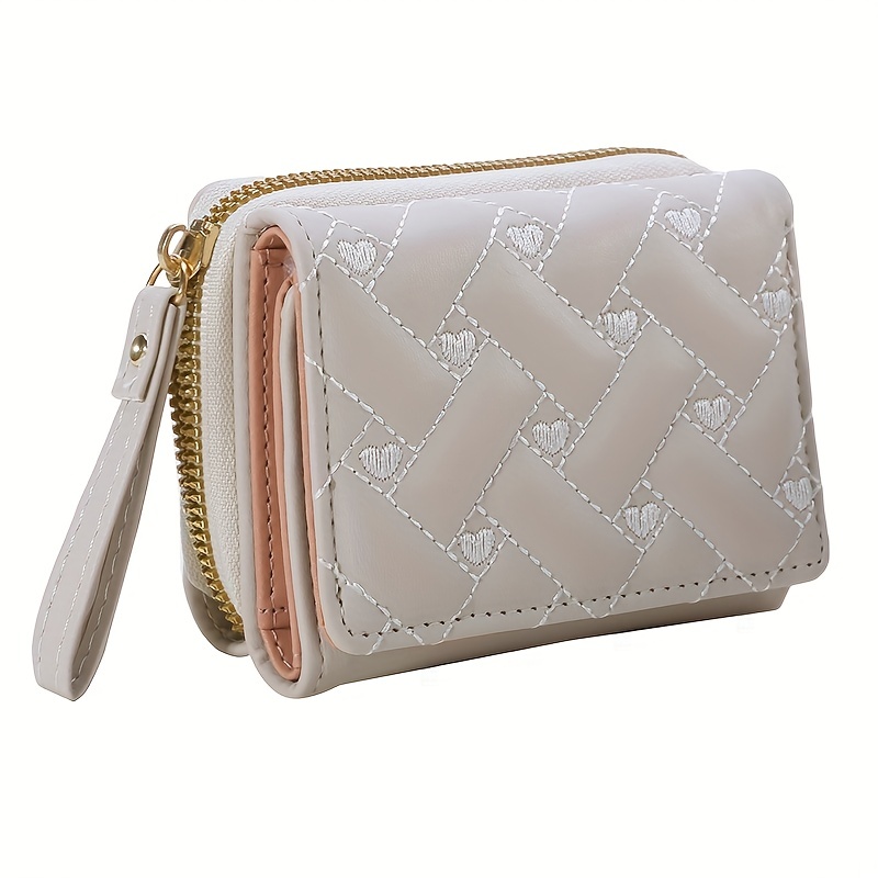 Cartera pequeña con bordado de corazón, cartera de bolsillo