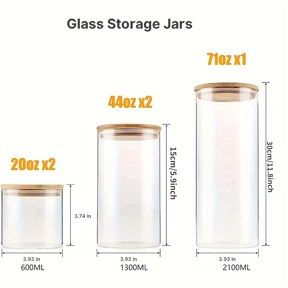 Stackable Square Glass Jars With Airtight Bamboo Lid Perfect - Temu