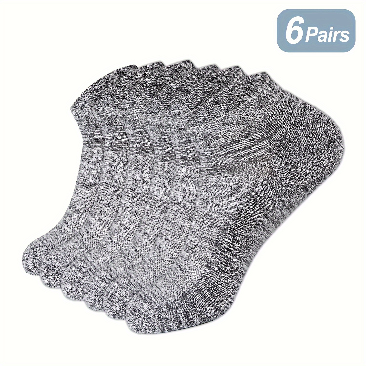 Image of 6 Pairs Unisex Ankle Socks Suitable For Diabetics, Non-binding Loose Top, Soft Breathable Moisture-wicking Socks With Thick Terry Cushion, Low Cut Casual Sports Socks For Daily And Athletic Wear
