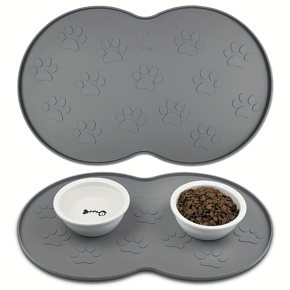 mDesign Silicone Pet Food & Water Bowl Feeding Mat for Dogs - 16 x 8 Small