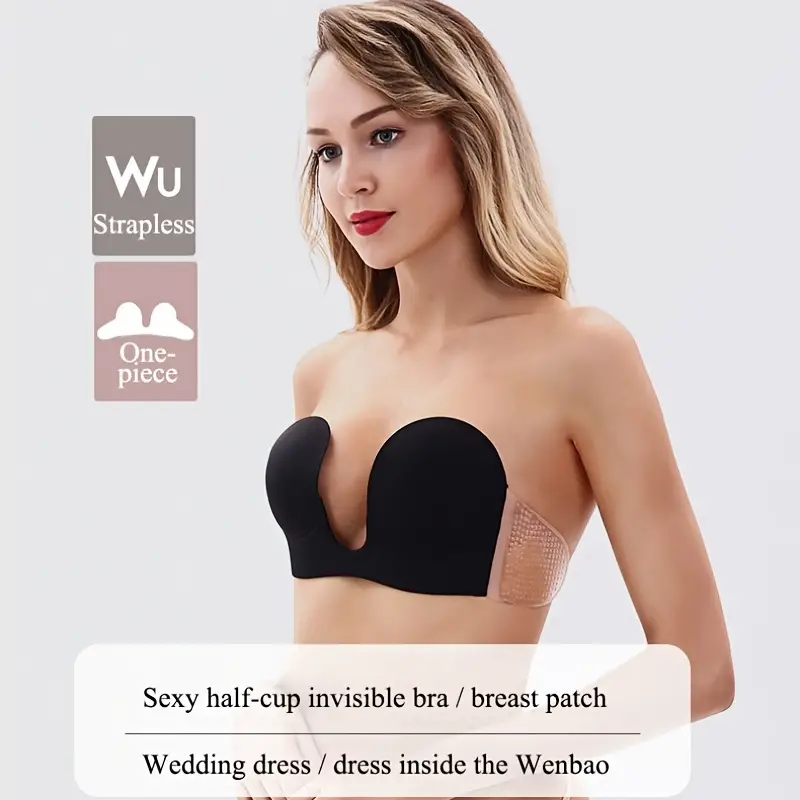 One Piece Adhesive No-show Nipple Bra, Strapless Adhesive Silicone Pull Up  Bra, Women's Lingerie & Underwear Accessories