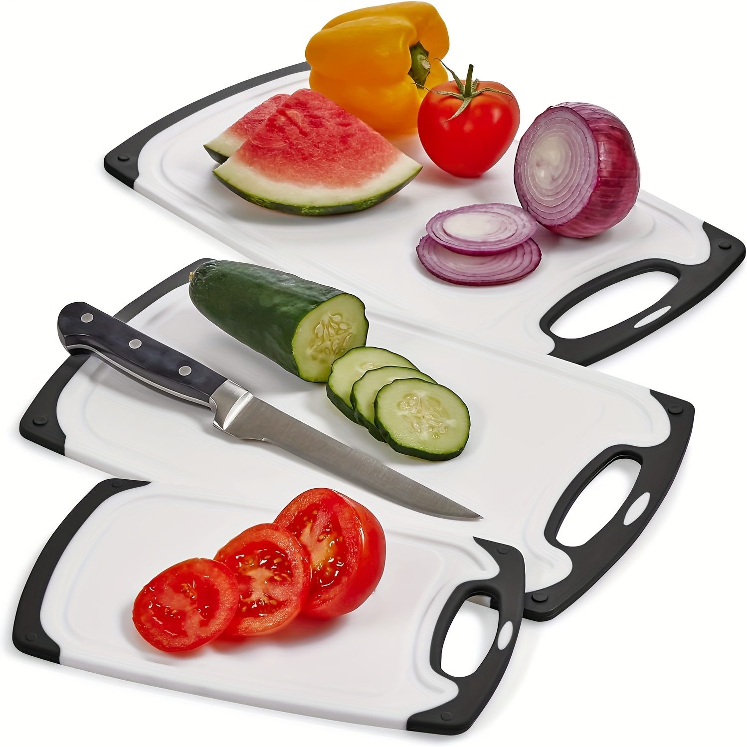 Cutting Boards For Kitchen, Chopping Board Set With Different Sizes And Non  Slip Handles, Reversible Large Cutting Board Set, Chopping Board For Meat,  Veggy,fruit,food, Unique Gifts For Cooks, Kitchen Accessaries - Temu