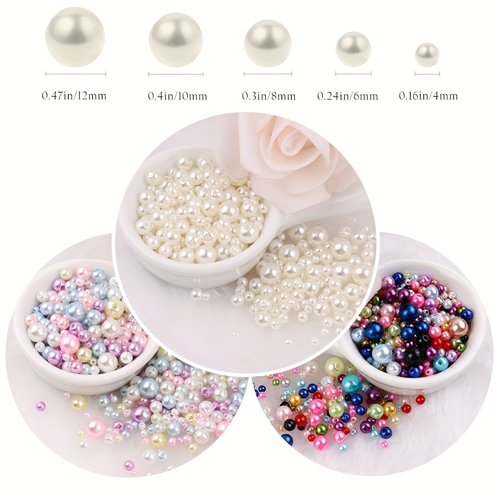200 White Acrylic Imitation Pearl Bead 12mm Craft Pearls 1.7mm Hole