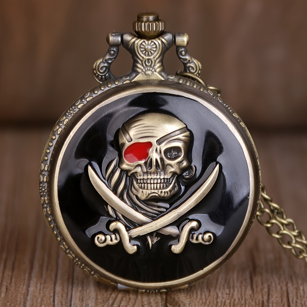 1PC Quartz Necklace Watch - Pirate Captain Design