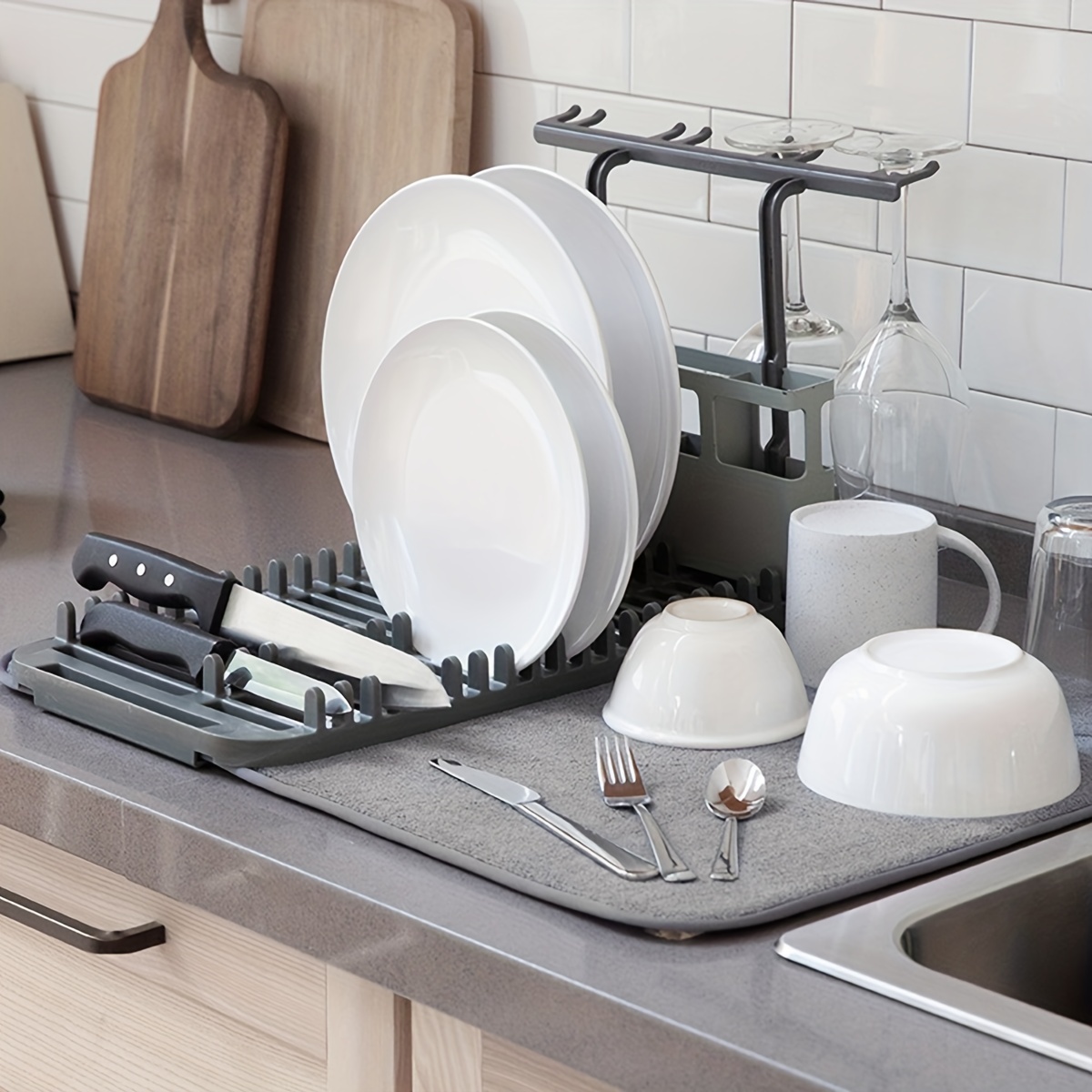 Functional Dish Rack with Removable Utensil Holder