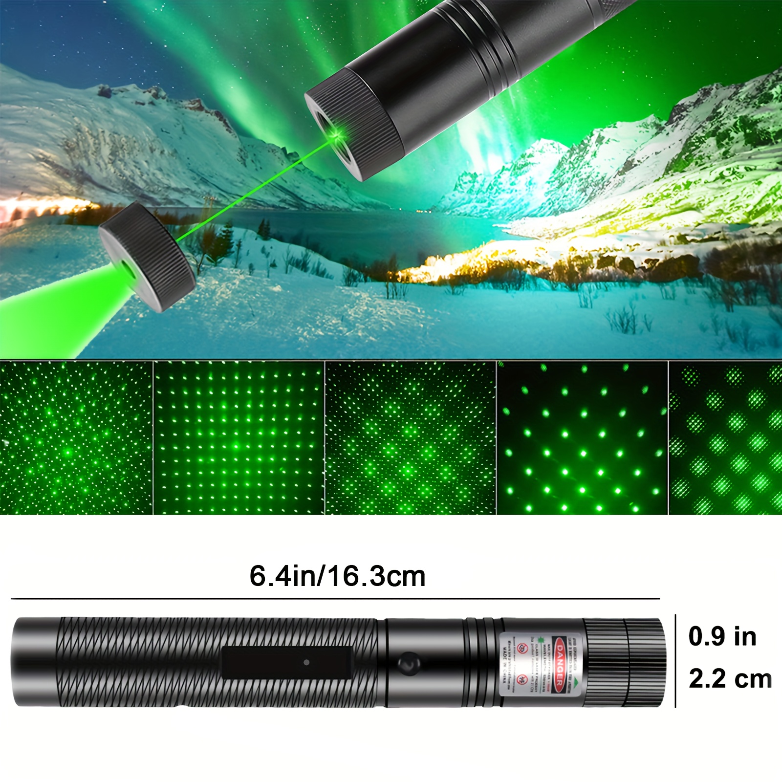 Puntero láser verde de alta potencia, puntero láser verde de alta potencia,  puntero de luz láser de largo alcance, recargable por USB, puntero láser