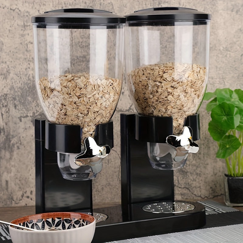 1pc Double Barrel Cereal Dispenser Kitchen Oatmeal Storage