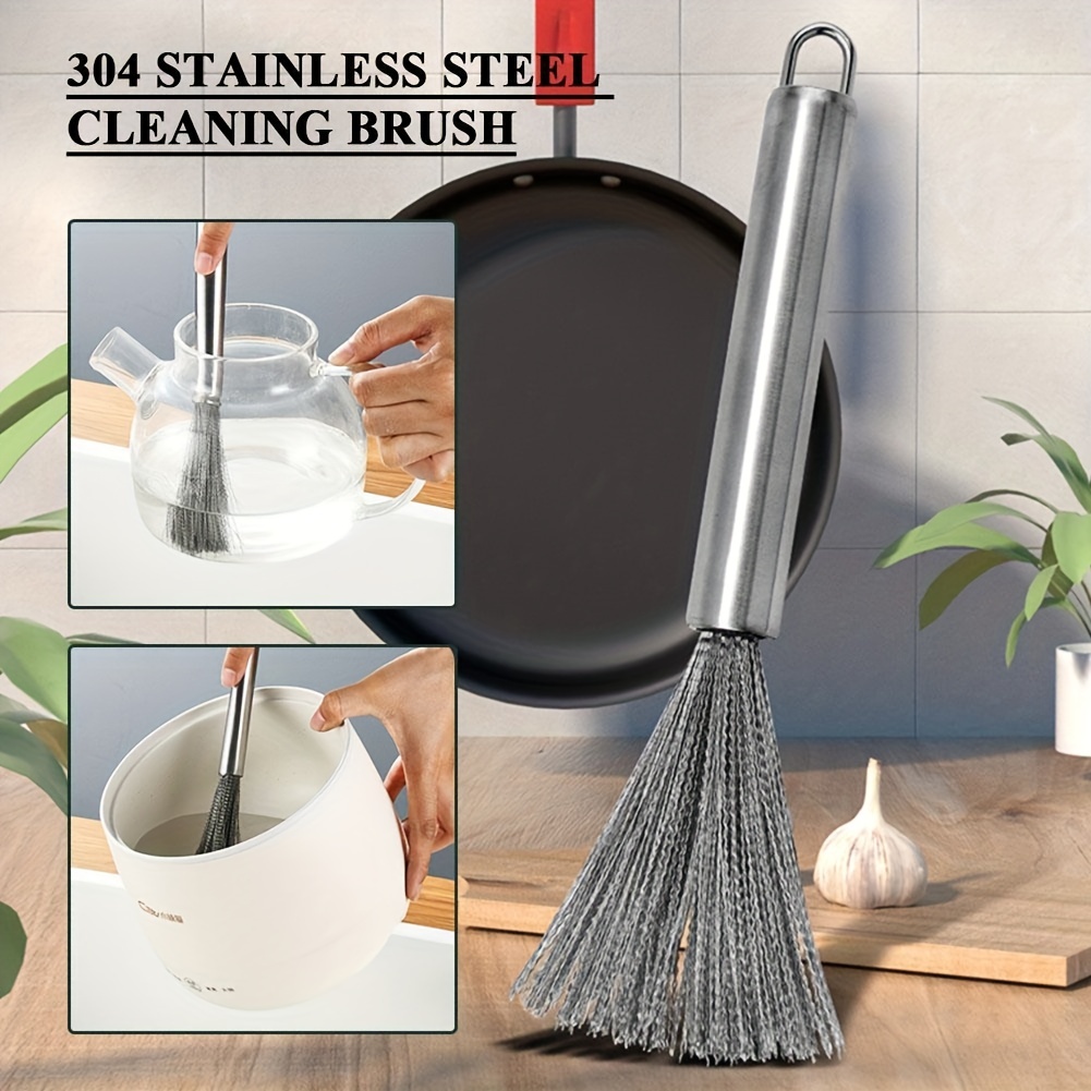 Stainless Steel Pot Cleaning Brush Kitchen With Long Handle - Temu