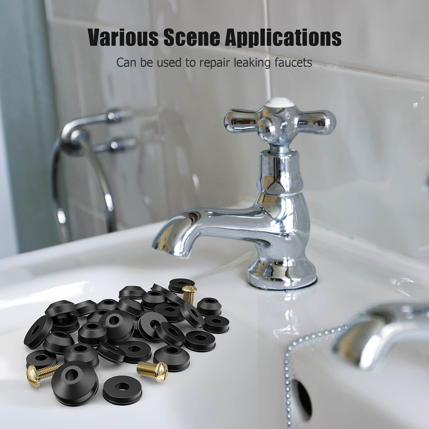 

48pcs Heavy-duty Faucet Washer & Brass Screw Set - Quick-open Valve Stem Repair Kit, & -resistant For Home Use