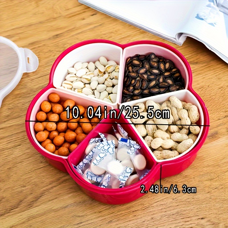 Pet Snack Candy Dry Food Storage Box with Sealed Lid 5 Dividers