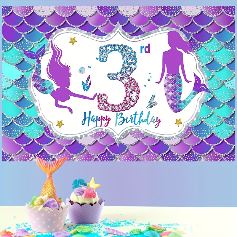 Mermaid Theme Birthday Party Decor Banner 1st 2nd 3rd 4th - Temu Canada