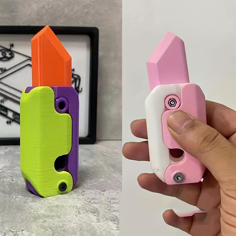 Luminous Radish Knife 3D Printing Gravity Knife Cub Jumping Small Radish  Knife Push Card Decompression Toy Christmas Gift