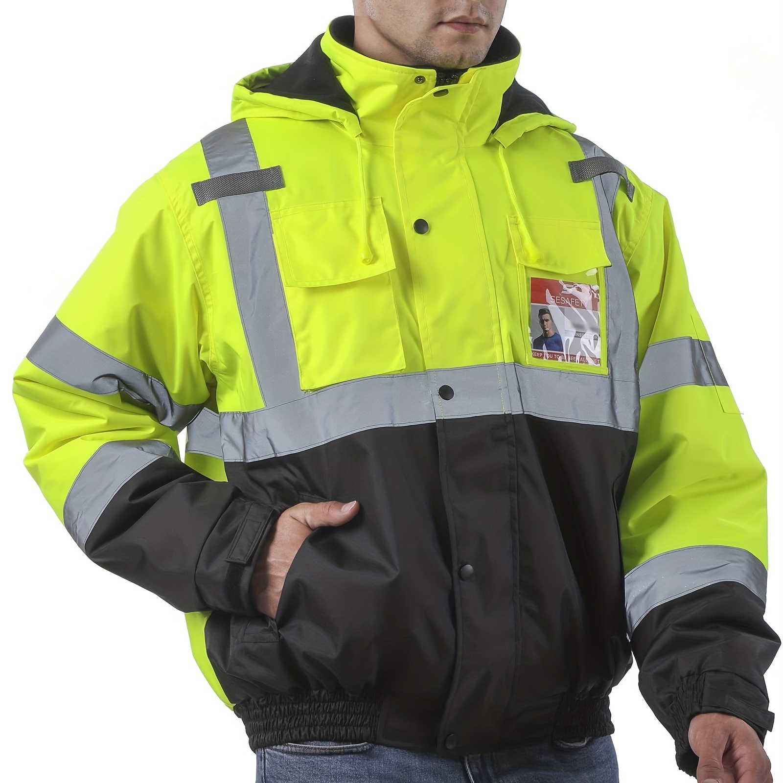 Stay Safe  Visible In All Weathers With Ansi/isea Standard Reflective  Safety Jackets For Men  Women! Temu