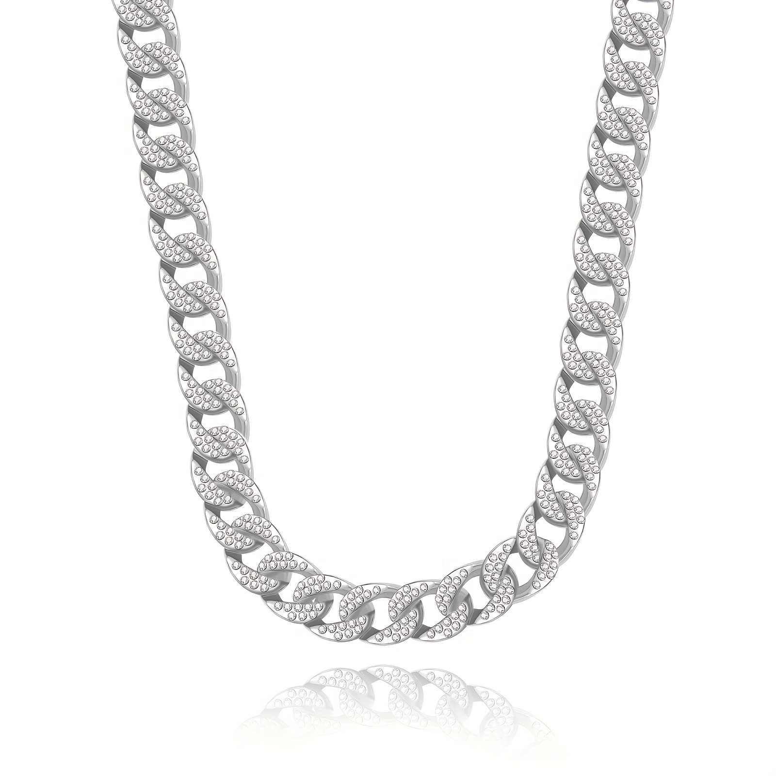 Silver Cuban Chain Necklace 24 inch