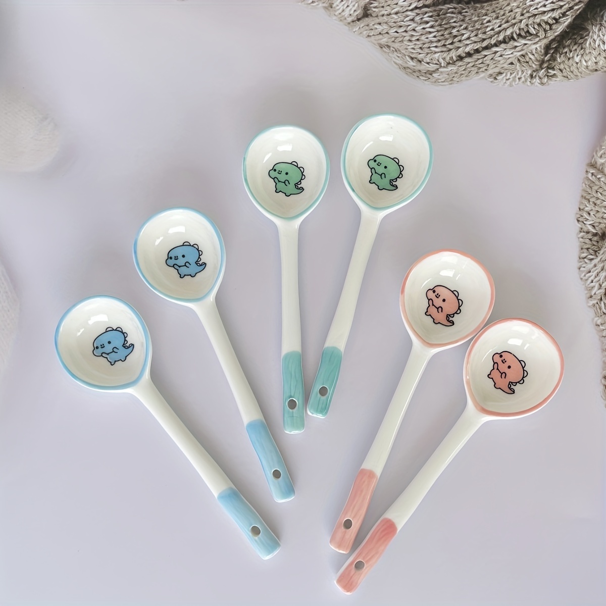 Ceramic Long Handle Spoon Cute Animal Style Spoon - Temu