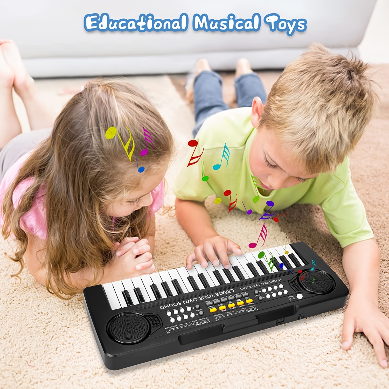 Piano infantil 61 teclas com microfone Multifuncional Órgão