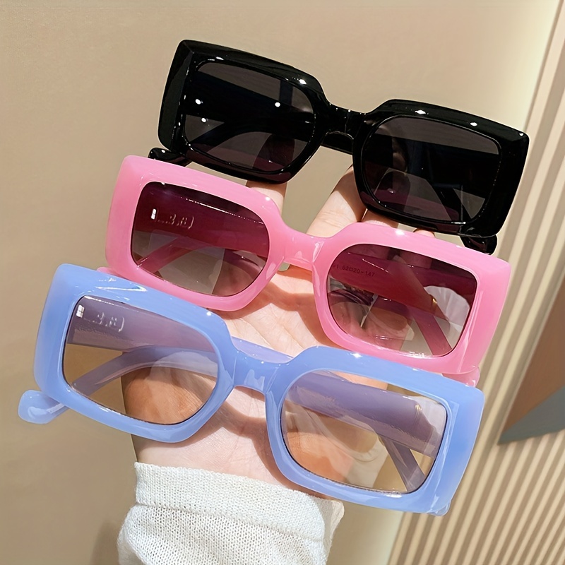 

3pcs Square Plastic Frame Fashion Sunglasses For Women Men Summer Jelly Color Sun Shades For Party Beach Travel