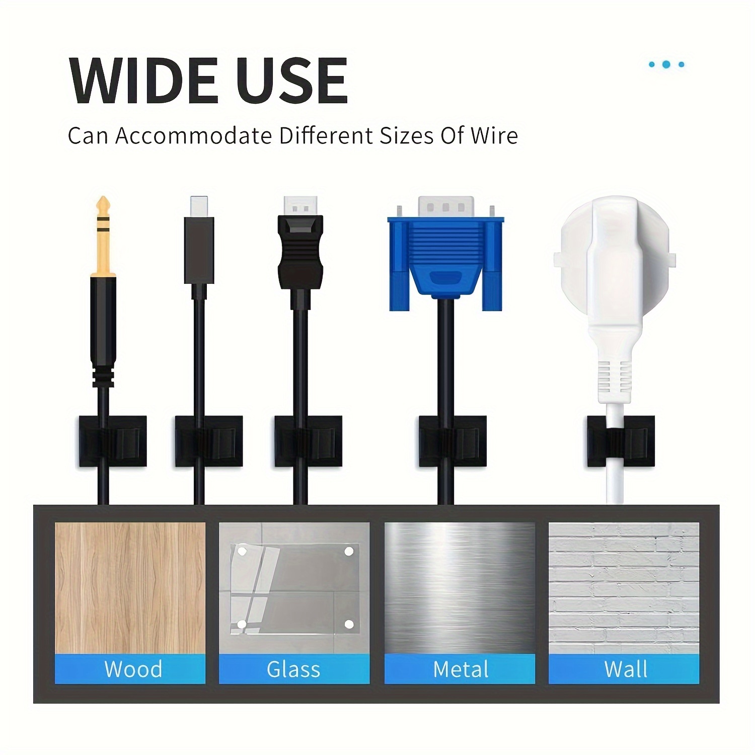 100 Adhesive Cable Management Clips Black - Network/Ethernet/Office  Desk/Computer Cord Organizer - Sticky Cable/Wire Holders - Nylon Self  Adhesive