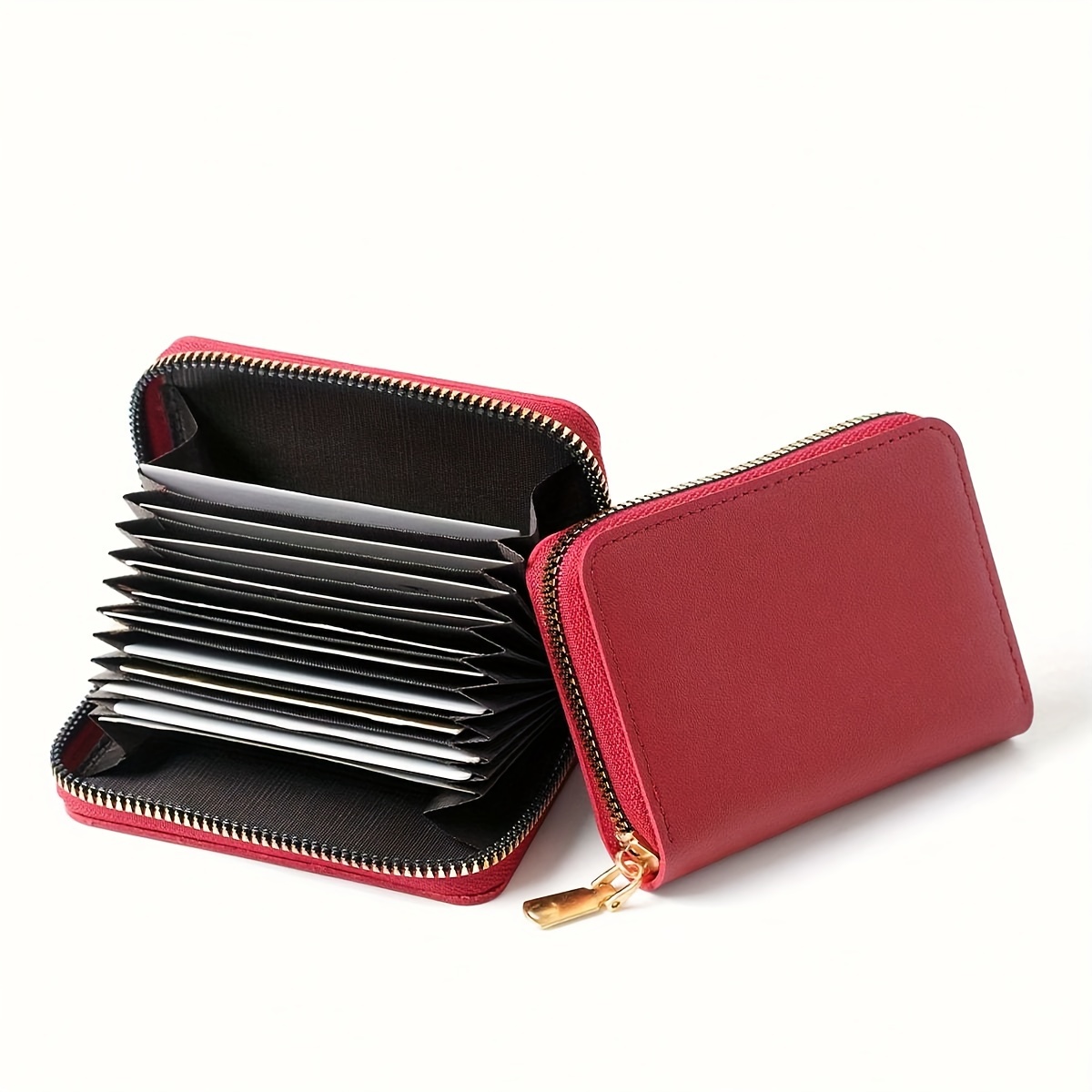 Mini Short Credit Card Holder Zipper Around Coin Purse Pu Leather Card  Organizer Wallet 4 33 X3 15 X0 79 - Bags & Luggage - Temu