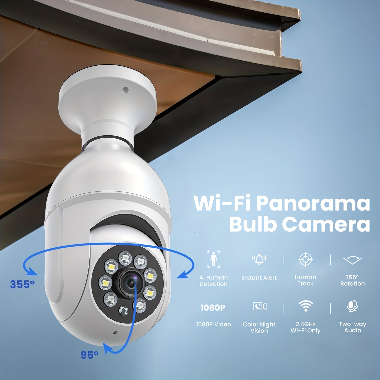 Paquete de 2 cámaras de seguridad para exteriores, 2.4G/5G, WiFi 360° PTZ  cámaras de seguridad para exteriores para seguridad del hogar, visión
