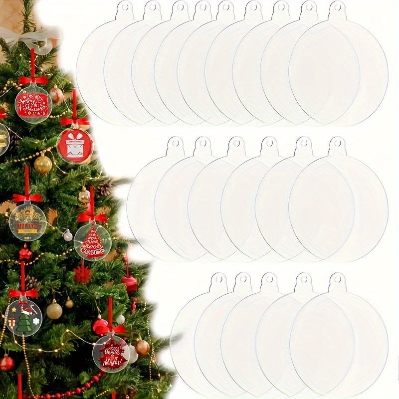 Arbre de Noël Ornements suspendus,Lot de 20 Boules de Noël Rondes en  Acrylique avec Ruban, Boules Plates pour travaux manuels, Noël disques  Acrylique Transparent pour décoration de fête d'arbre,Rondes en destockage  et