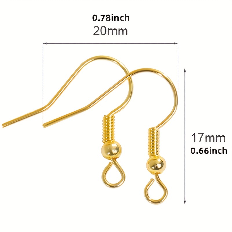 100pcs 20×17mm Bronze Earring Hooks Hypo-allergenic Ear Wires Fish Hooks  with Ball and Coil Earring Wires Jewelry Findings for DIY Jewelry Making