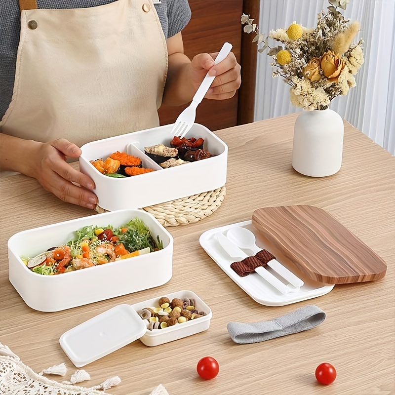 Stackable Reusable Thermal Lunch Box With Utensils, Rectangular
