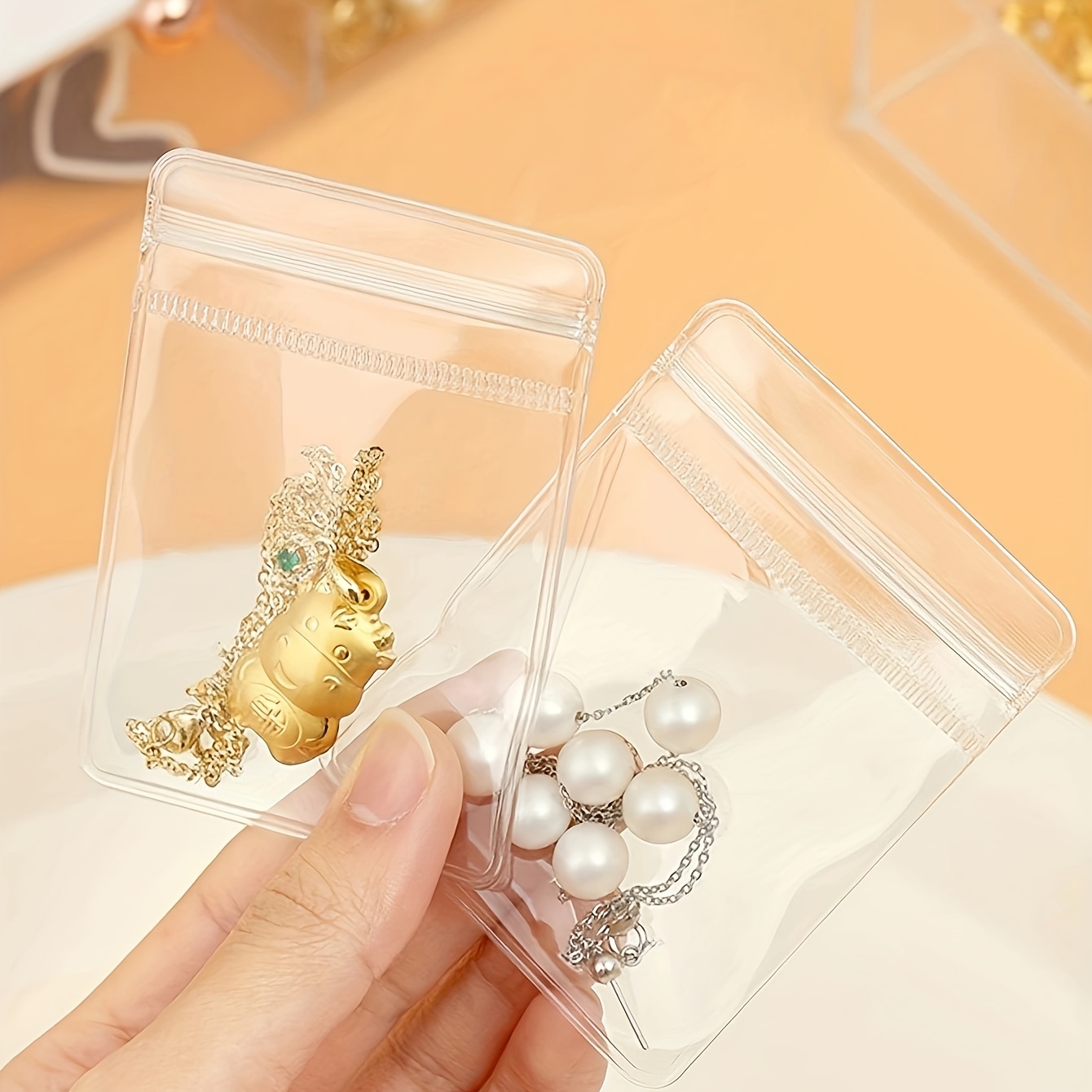 1pc Plain Jewelry Box With 20pcs Clear Bag,Anti-oxidation Jewelry