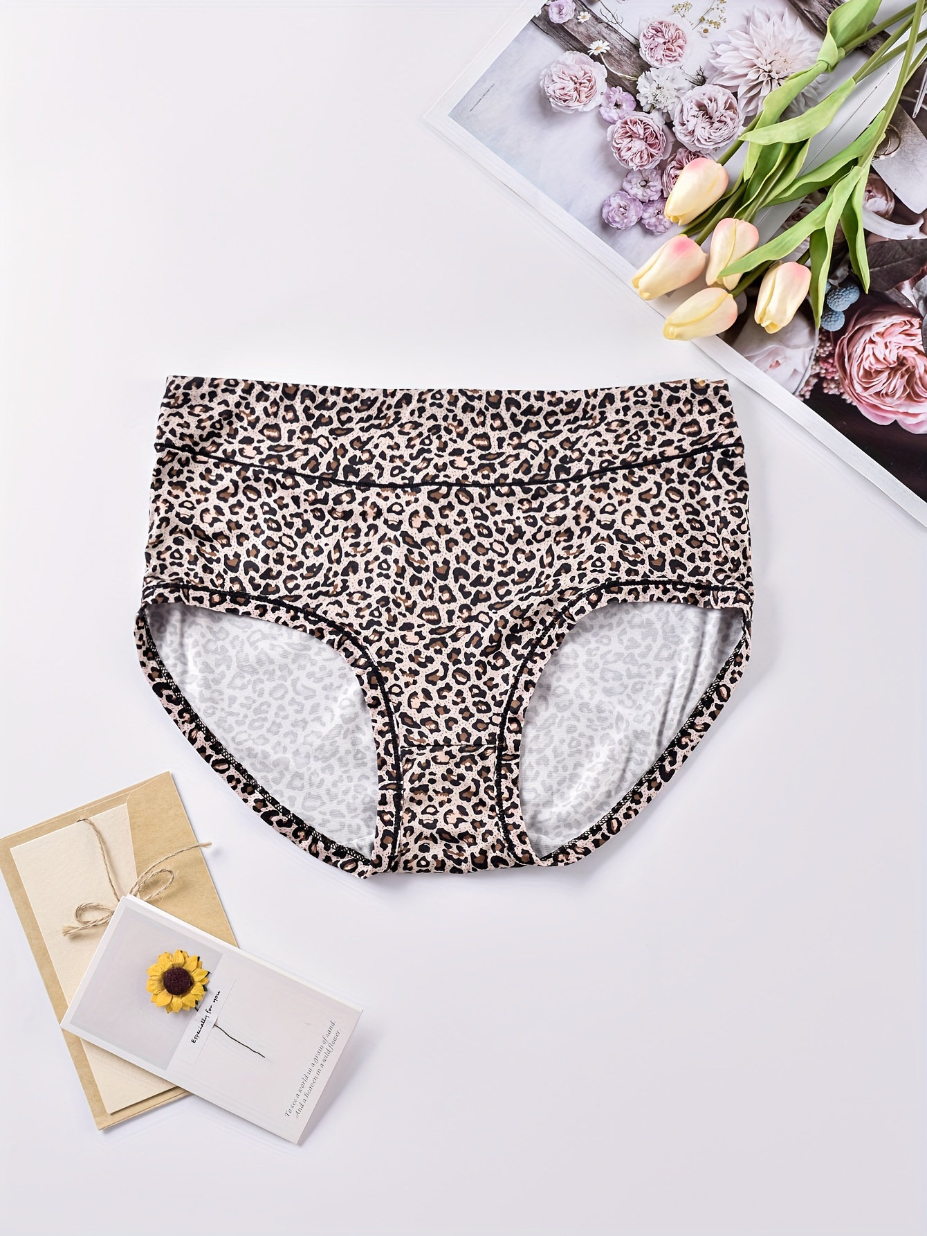 7 Pack Seamless Stretch Comfort Shaping Low Rise Leopard Print Panty Briefs