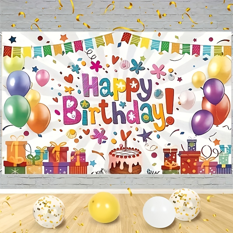 1pc, Pancarta De Feliz Cumpleaños (43.3x70.8in), Decoraciones De Pancarta  De Cumpleaños Naranja Gran Pancarta De Cumpleaños Naranja Y Negra Fondo De P