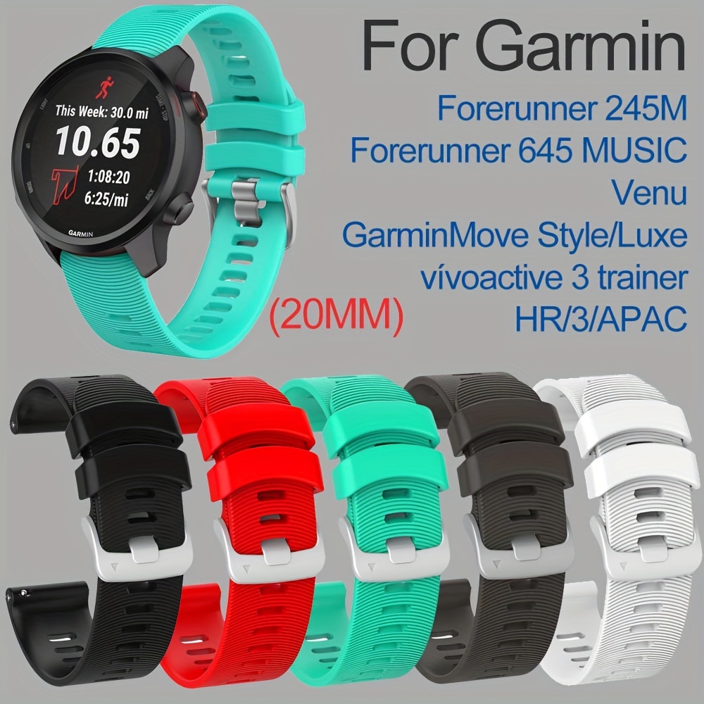 Correa de silicona suave para reloj Garmin Forerunner 245 245M 645  Vivoactive 3, pulsera colorida de