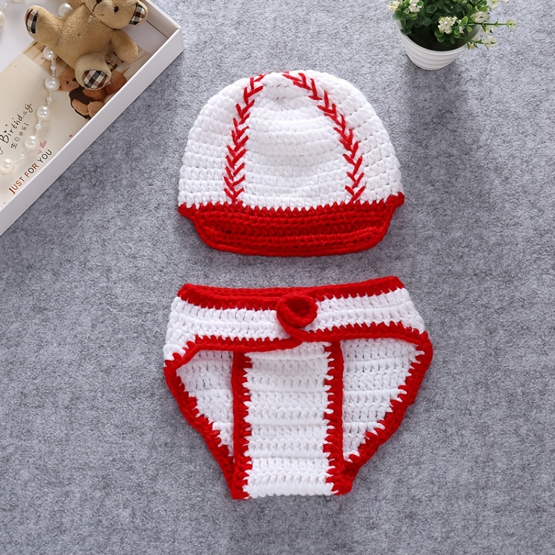 Newborn Photography Props Baby Boy Photo Shoot Crochet Baseball