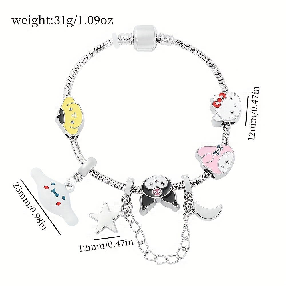 New Sanrio Bracelet Kawaii Anime Melody Kuromi Cinnamoroll Crystal Bracelet Girl Ins Jewelry Couple Sanrio Kids Toys Gift, Girl's, Size: One size