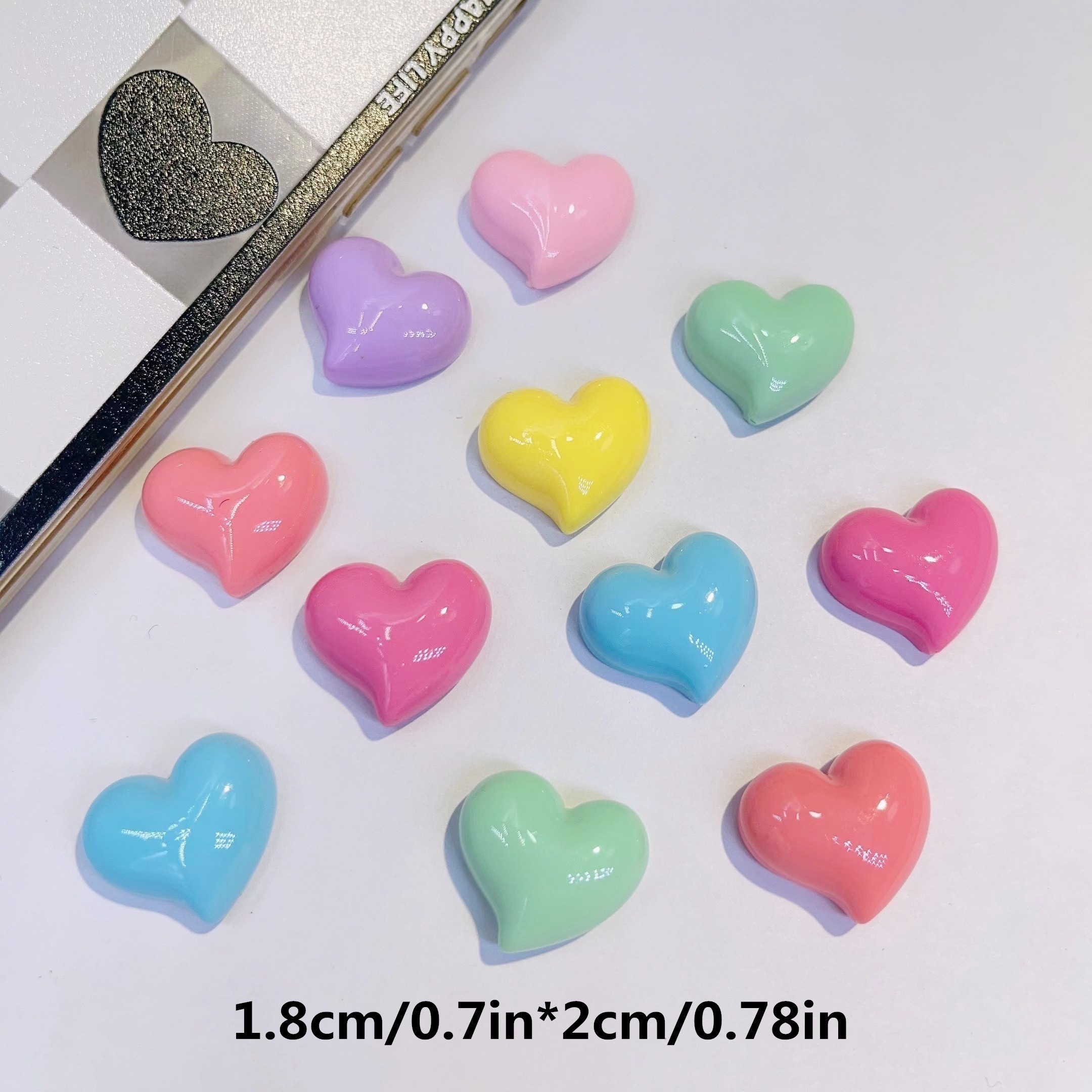 1 Jewels for Crafting Assorted Colorful Flat Back Heart Shaped