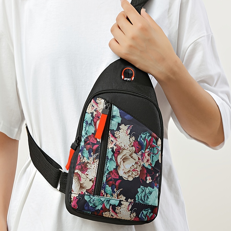 Floral Print Canvas Crossbody Bag image 14